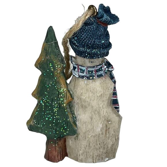 Rustic Country Snowman with Tree Ornament Christmas Ornament Country Christmas - Picture 5 of 9